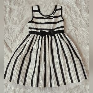 Jona Michelle Elegant Black and White Striped Kids Dress 7